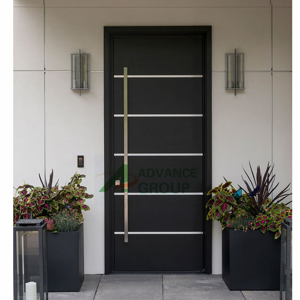 Advance Front Door Design Villa Entrance Security Luxury Front Pivot Door Modern Entry Black Aluminum