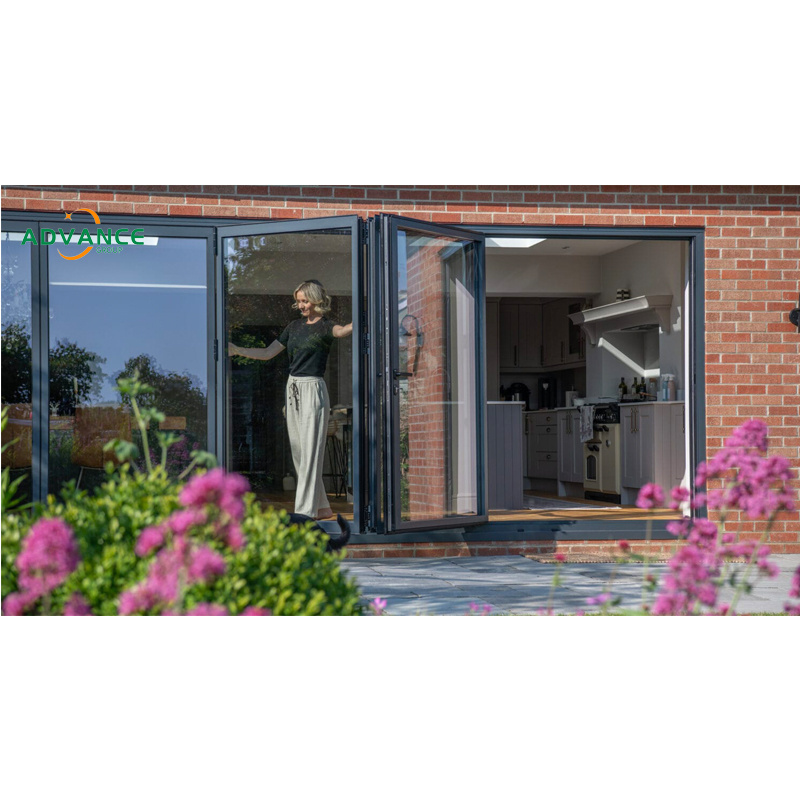 Bi-folding Doors Manufacturer Partition Walls Aluminum Frame Glass Patio Garden Exterior Folding Door