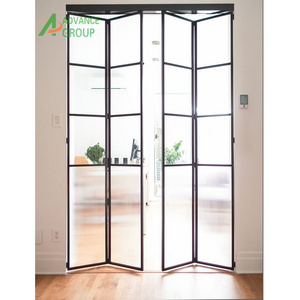 Residential Commercial Lowes Glass Aluminum Bi Folding Accordion Bifold Sliding Exterior Door With Locks