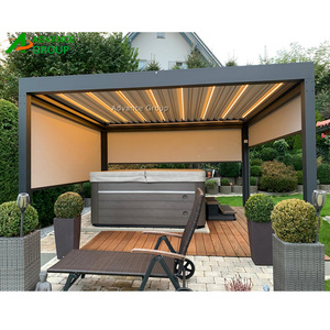 Sunproof Outdoor Louvered Pergola Aluminum Outdoor Deck Garden Patio Gazebo with Adjustable Roof