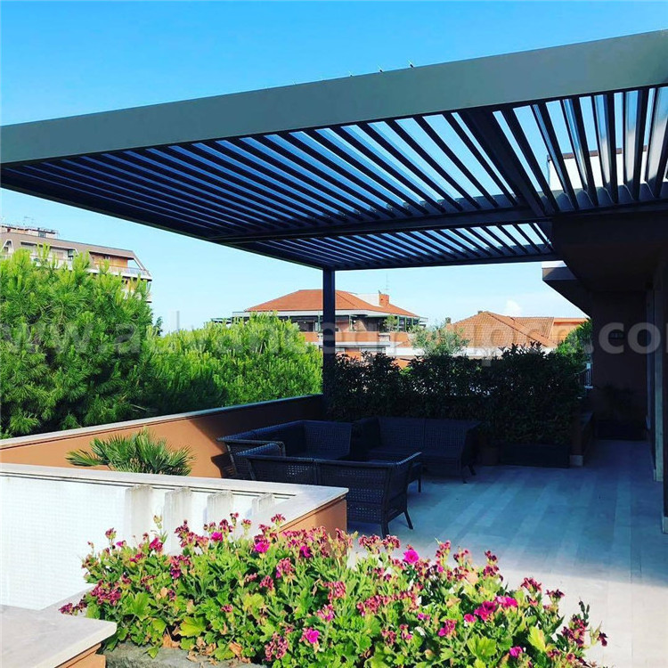 Sunproof Outdoor Louvered Pergola Aluminum Outdoor Deck Garden Patio Gazebo with Adjustable Roof