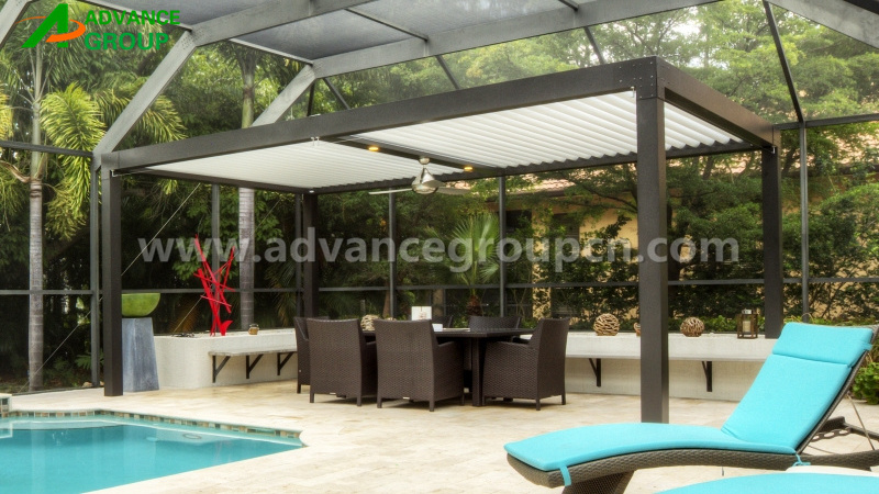 Modern Garden Adjustable Outdoor Gazebo Customized Modern Bioclimatic Motorized Aluminum Louver Pergola