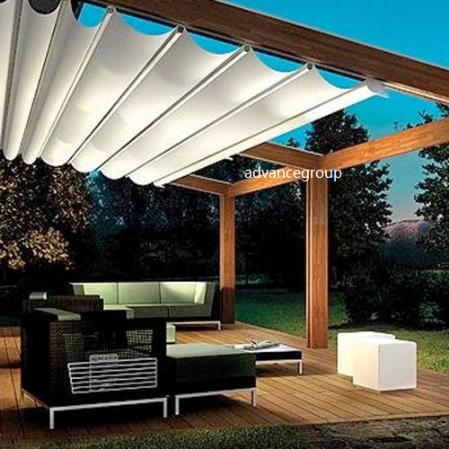 Modern Outdoor waterproof retractable pergola gazebo fabric skylight motorized canopy folding retractable awning