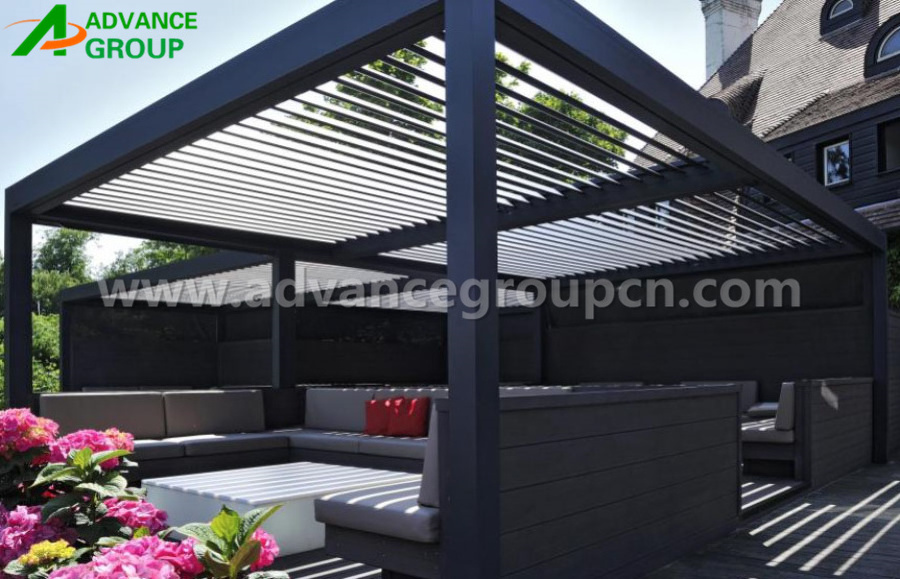 ADVANCE Popular Modern Patio Pergola Gazebo 10x13 ft. Aluminum Adjustable Outdoor Louvered Pergola With Curtains And Netting