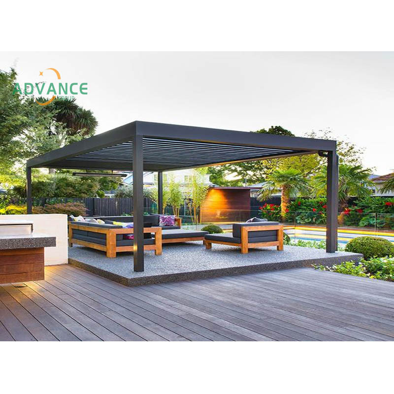 Modern Automatic Patio Gazebo Outdoor Arches Bioclimatic Aluminium Pergola Opening Louvred Roof