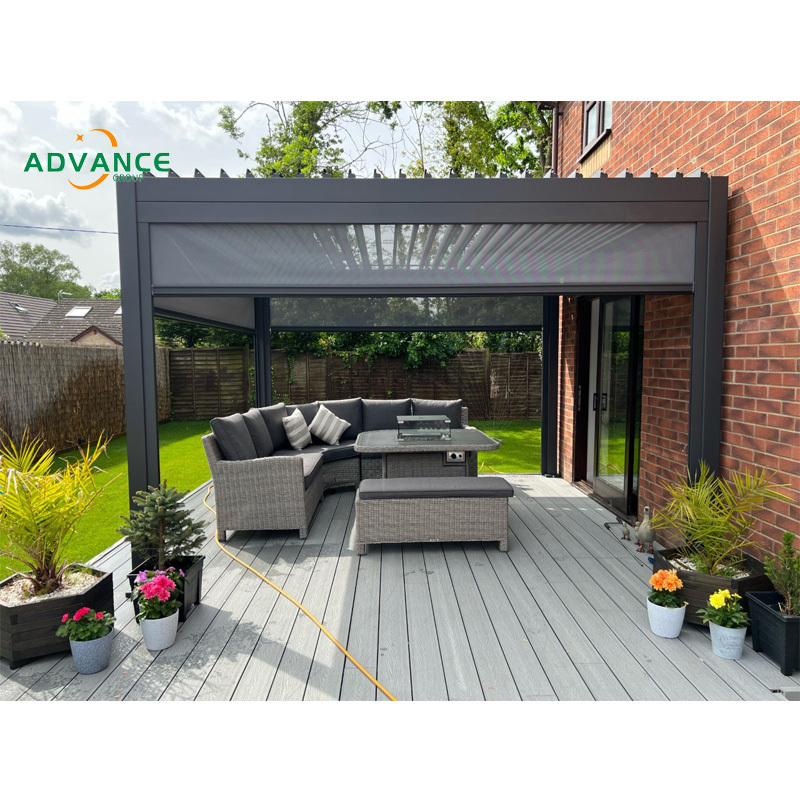 Pergola 10' x 13' Aluminum Outdoor Deck Garden Patio Gazebo with Adjustable Roof