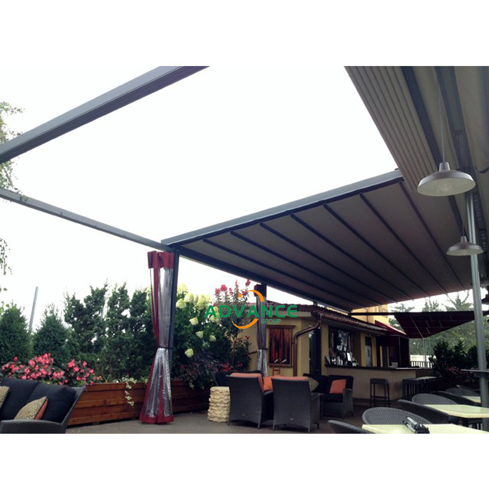 Wind Resistance Automatic Patio Motorized Screens Waterproof Retractable Roof Cover PVC Pergola Roof Gazebo for Outdoor