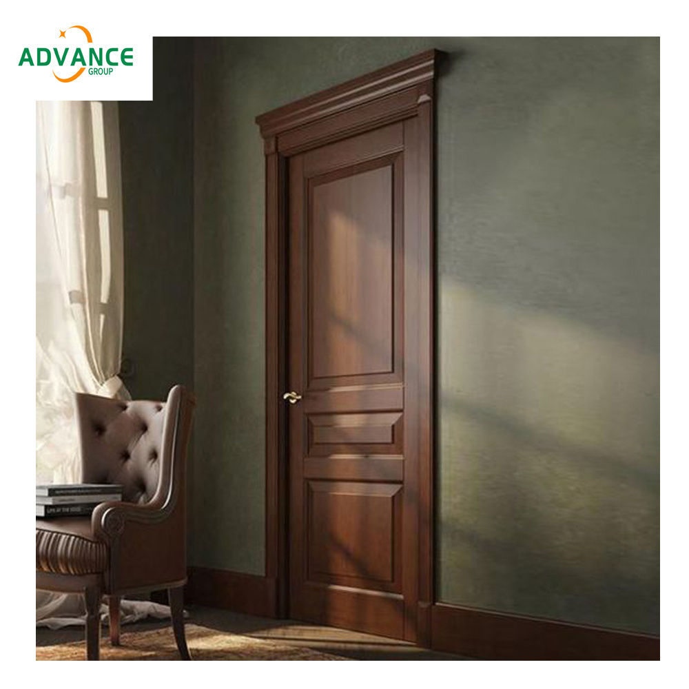 ADVANCE Pretty wood American Latest Design Modern Home Prehung Solid Wooden Veneer Panel Black Walnut Interior Room Door