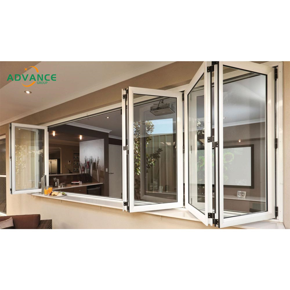 hurricane impact windows Aluminium tempered glass bi folding window for prefab house with Wide field of view