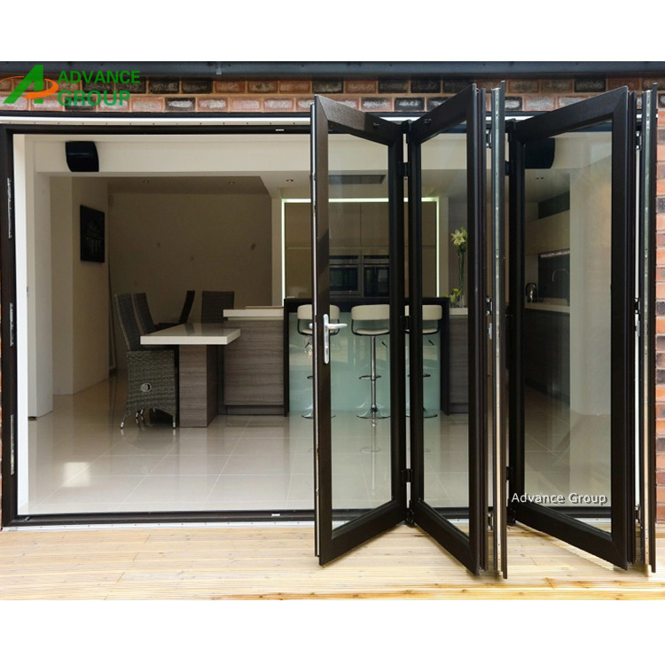 2024 Modern Design Customizable Double Tempered Glass Bi-Fold Door With Grilles Aluminium Folding Door