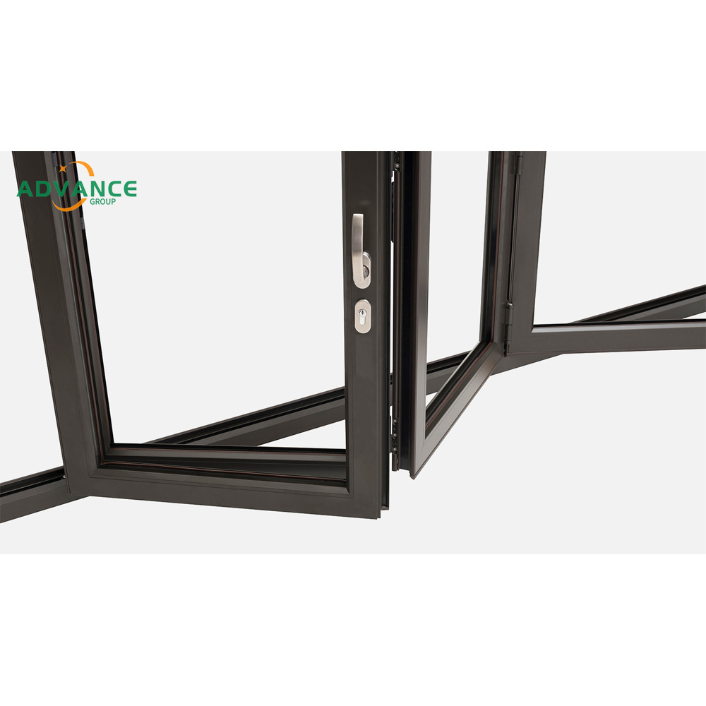 Modern design multi functions commercial outward Aluminium tempered glass sliding and folding windows