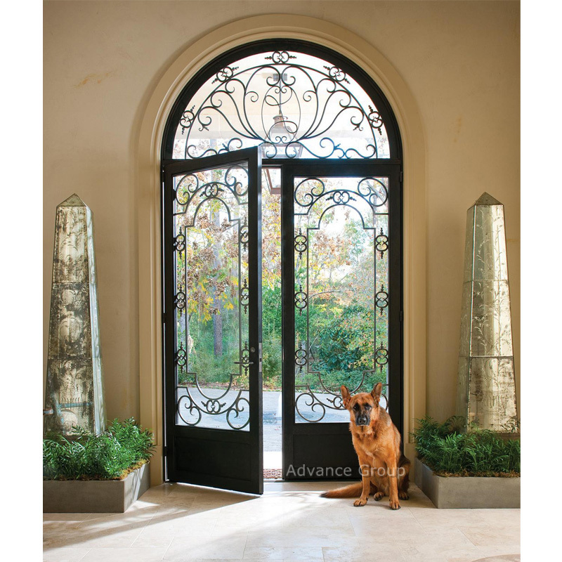 Entry Door Design Entrance Security Wrought Iron Door With Glass