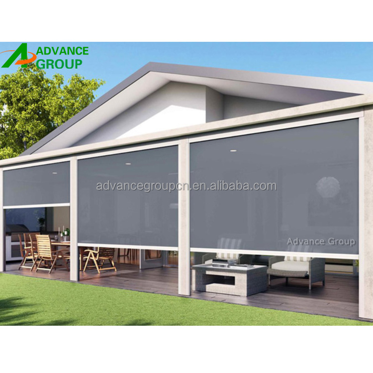 2024Heavy Duty Insect Bug Waterproof Patio Shading External Zipped Screen Roller Blinds Outdoor Roller Screen