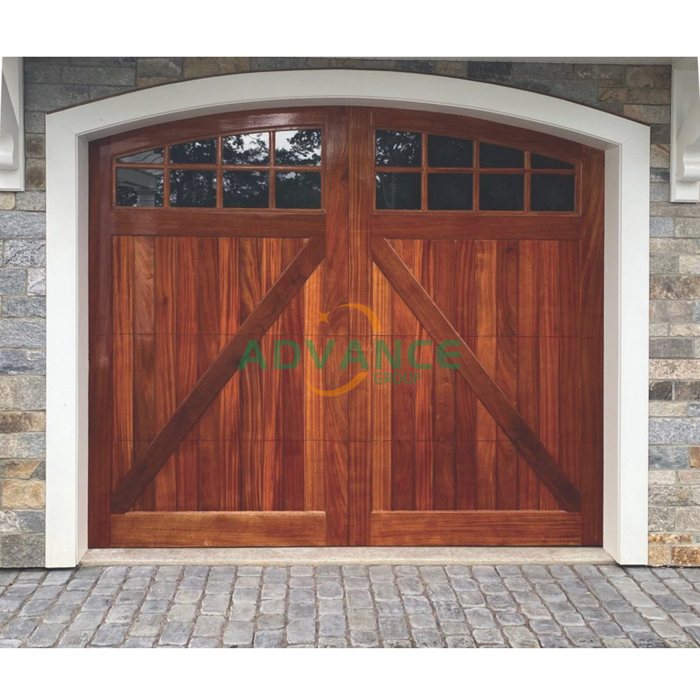 Mahogany Wood Sectional Garage Door Aluminum Overhead Insulated 9x8 Flap Wooden Garage Door walnut wooden garage door on Sale