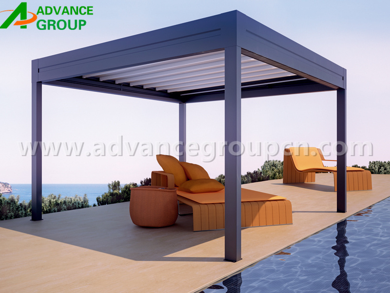 Outdoor Gazebo Customized Modern Bioclimatic Motorized Aluminum Pergola Glass Pergola