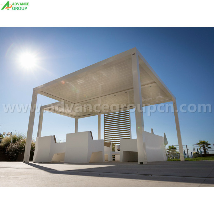 Chinese Patio Cover Balcony Metal Gazebo With Sun Shading Shutter Roof