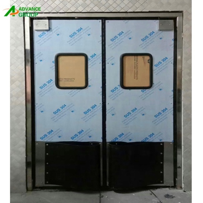 2021 hot sale double leaf kitchen stainless steel double swing traffic doors for food industry / impact door