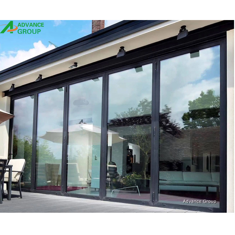 2024 Modern Design Customizable Double Tempered Glass Bi-Fold Door With Grilles Aluminium Folding Door