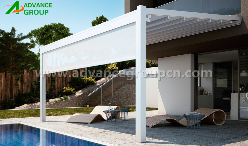 Outdoor Gazebo Customized Modern Bioclimatic Motorized Aluminum Pergola Glass Pergola