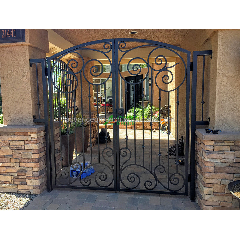 ADVANCE wrought iron main gate with arch design simple iron gate