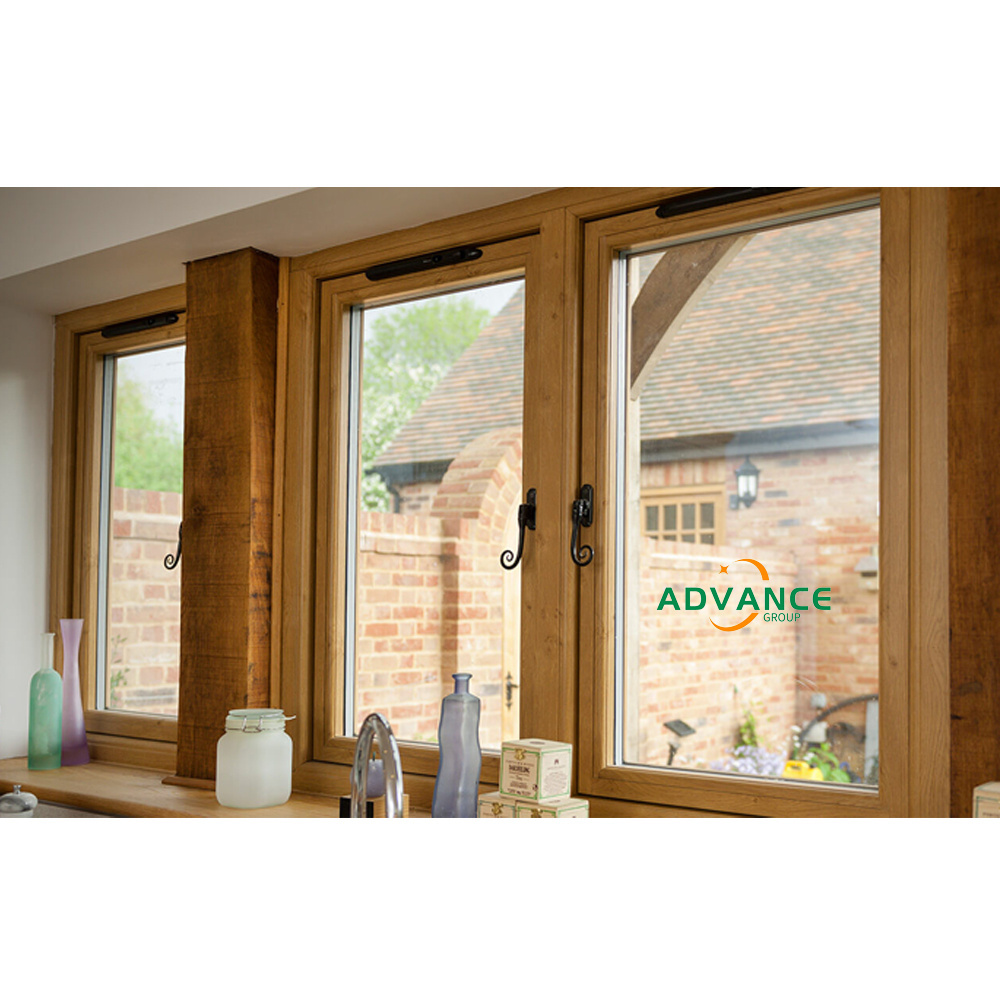 Modern Designs French Models Dimensions Solid Wooden Arch Teak Wood Aluminium-Wood Clad casement Windows