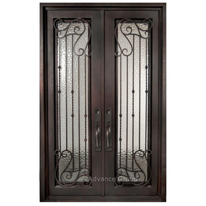 Best quality European Security Home Arched Single Double Main Entrance Front Entry Wrought Iron Door Price