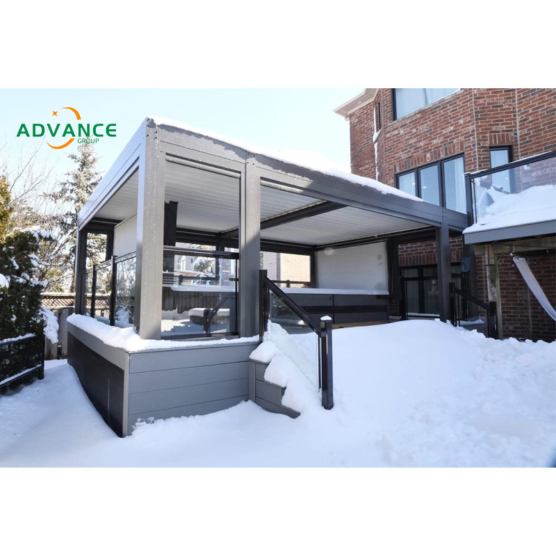 Advance    Terrace Louvered Roof Garden Gazebo Outdoor Sunahde Motorized Aluminium Bioclimatic Pergola