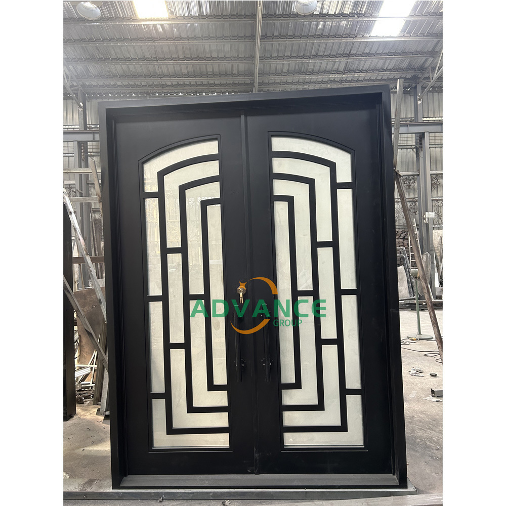 China Supplier European New Grill Latest Design Safety Double Entrance Wrought Iron Door