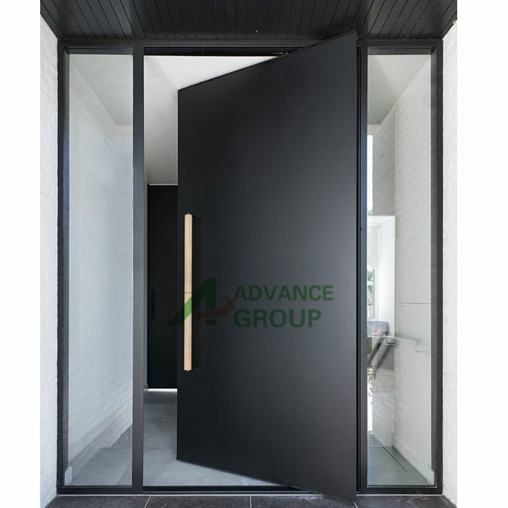 Advance Front Door Design Villa Entrance Security Luxury Front Pivot Door Modern Entry Black Aluminum