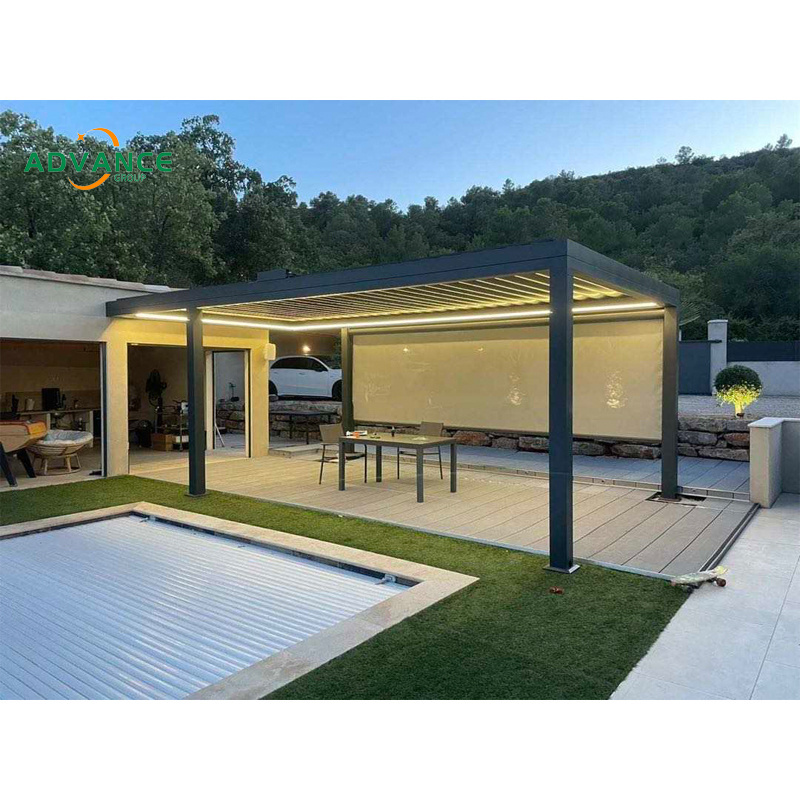 Advance    Terrace Louvered Roof Garden Gazebo Outdoor Sunahde Motorized Aluminium Bioclimatic Pergola