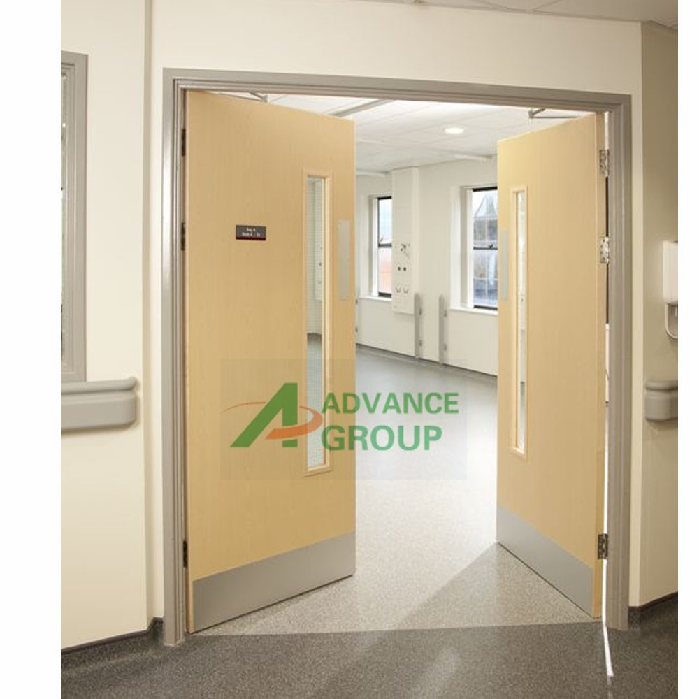 2 panel Metal Frame Skin Panels Laminate Fireproof Sound-proof Hotel Fire Steel Resisting fire door with window