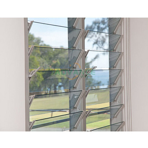 Modern electric aluminium frame frosted durable bullet proof glass home louvre windows