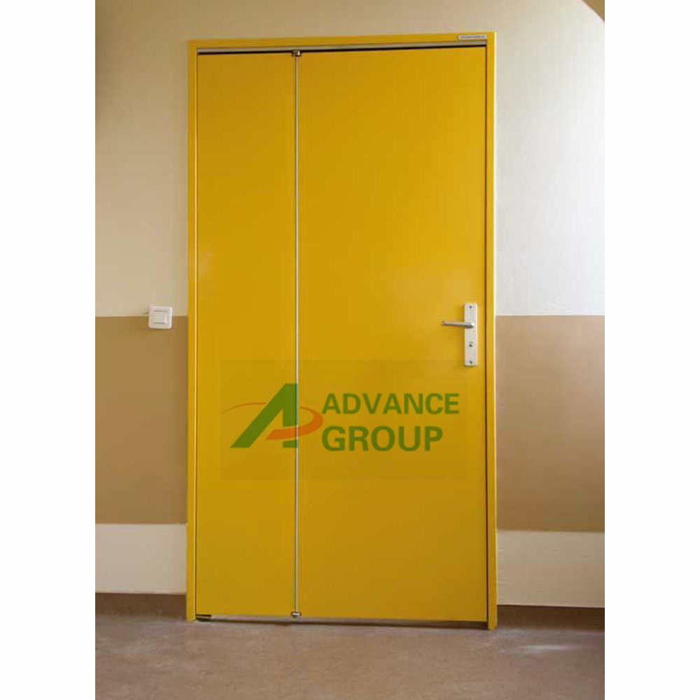 2 panel Metal Frame Skin Panels Laminate Fireproof Sound-proof Hotel Fire Steel Resisting fire door with window