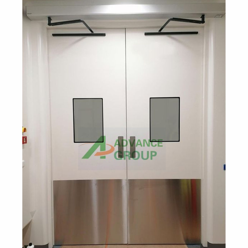 2 panel Metal Frame Skin Panels Laminate Fireproof Sound-proof Hotel Fire Steel Resisting fire door with window