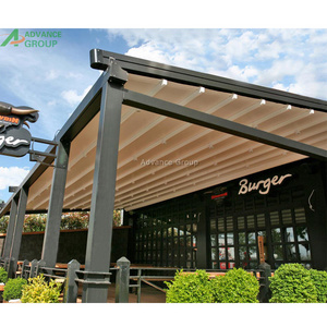 ADVANCE High end Outdoor waterproof gazebo fabric skylight motorized canopy folding pvc roof system aluminum retractable pergola