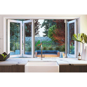 2024 Home Horizontal Folding Window Aluminium Tempered Glass Bifold Windows