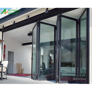 2024 Modern Design Customizable Double Tempered Glass Bi-Fold Door With Grilles Aluminium Folding Door