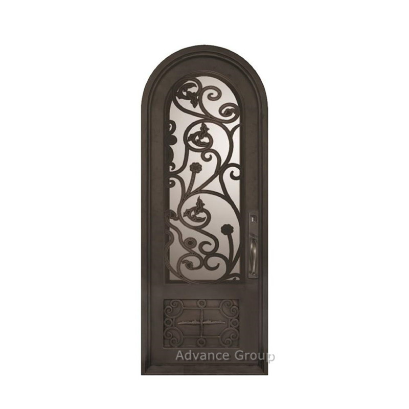 Best quality European Security Home Arched Single Double Main Entrance Front Entry Wrought Iron Door Price