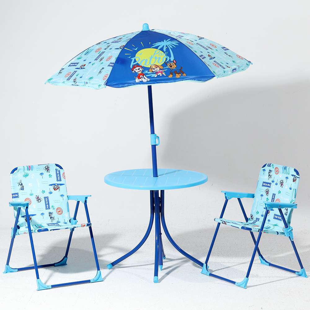 KIDS' FURNITURE SETS  Foldable Kids Children 4PCS Set with 1PC Umbrella & 2PCS Chair & 1PC Table Folding