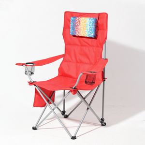 Color Customized Logo Customized 600D Oxford Polyester Fabric High Back Folding Camping Beach Chair with Colorful Pillow