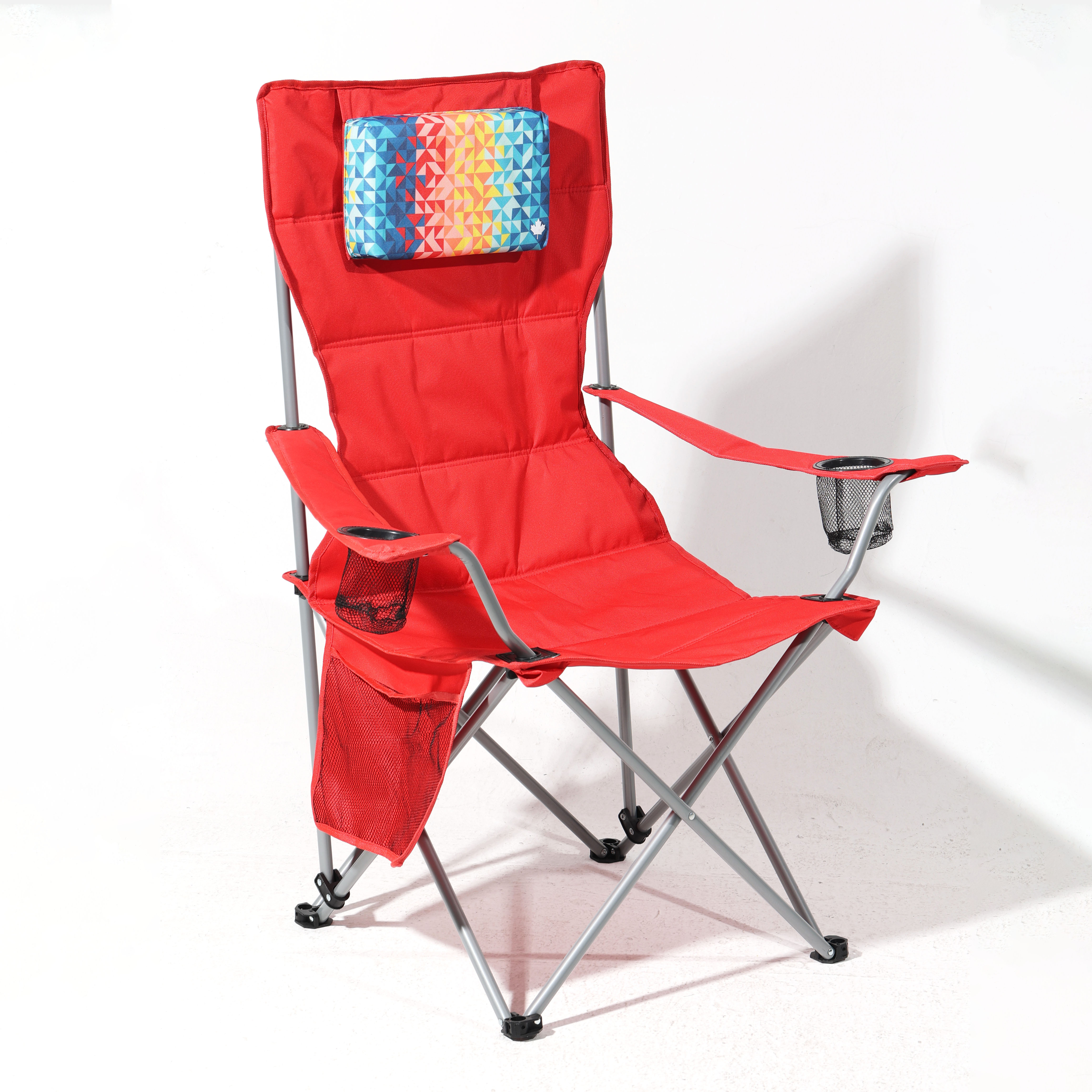 Color Customized Logo Customized 600D Oxford Polyester Fabric High Back Folding Camping Beach Chair with Colorful Pillow