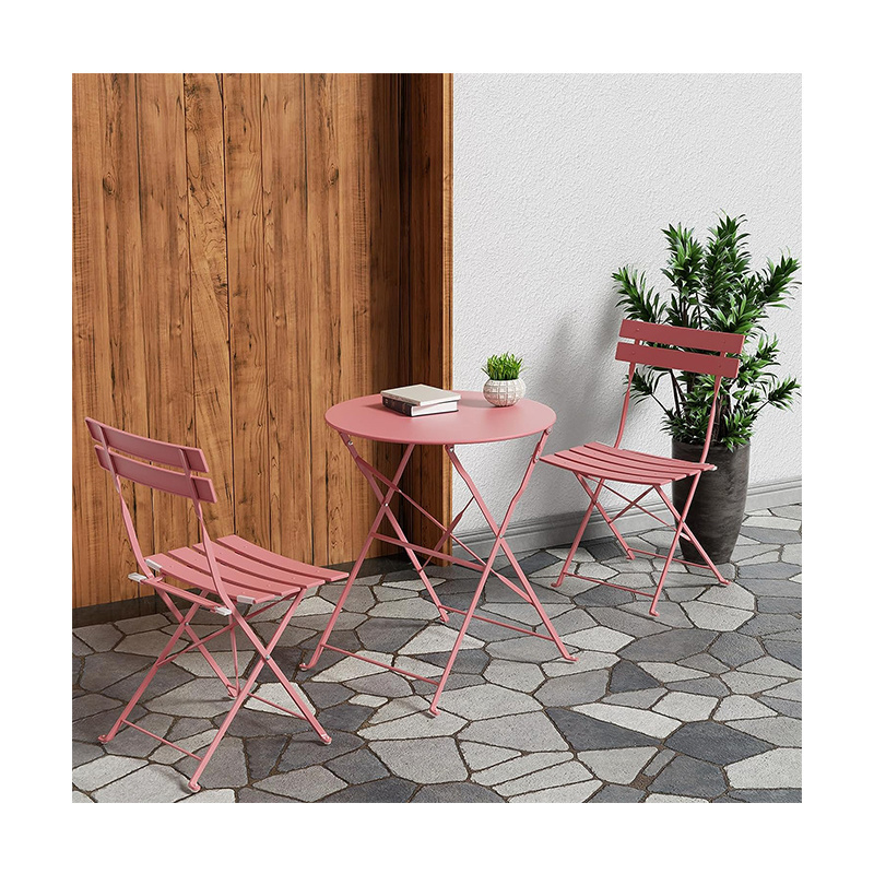 Best Selling  balcony Leisure Folding Furniture Garden Chairs And Table 3pcs Patio Metal Bistro Sets for Outdoor