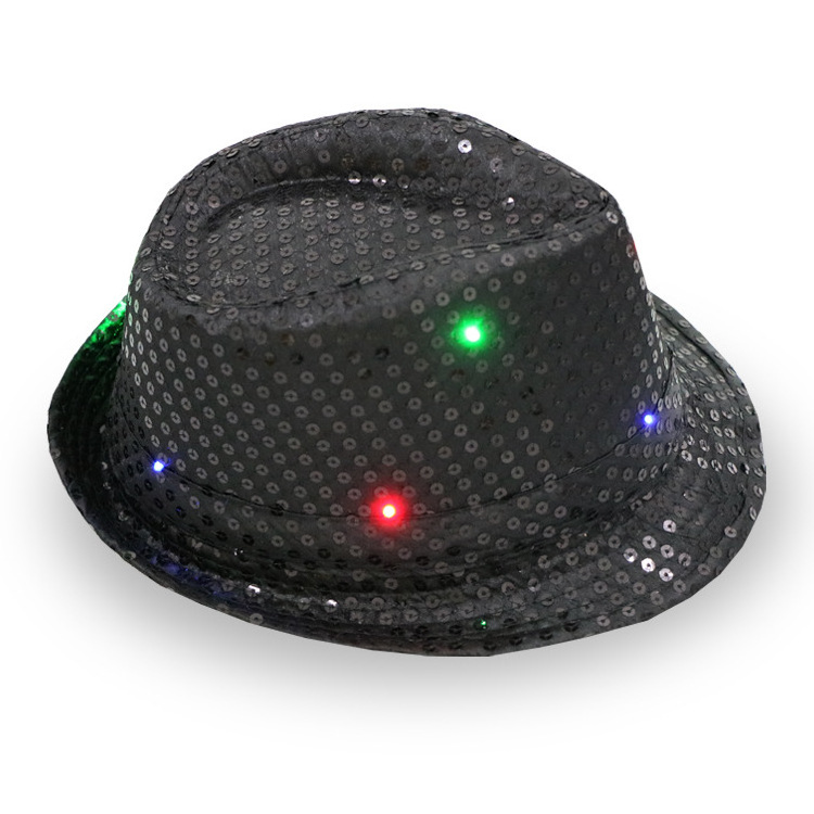 Sequin Light Up LED Hat Light Up Hat Glow Club Party Hats For Bar Costume