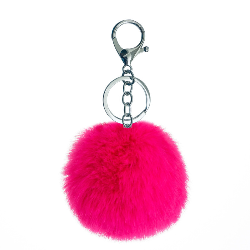 Fashion Pom Pom Cute Puffy Bunny Fur Plush Fluffy Ball Keychain Wholesale Fur Puff Ball Pompom Keychain For Women And Girls