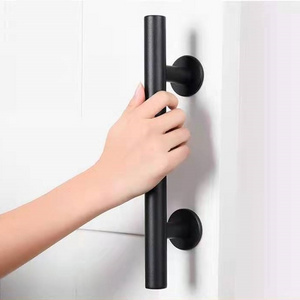 Black Color Double Sided Main Door offset Pull Handle for Barn Door Carbon Steel Sliding Hardware