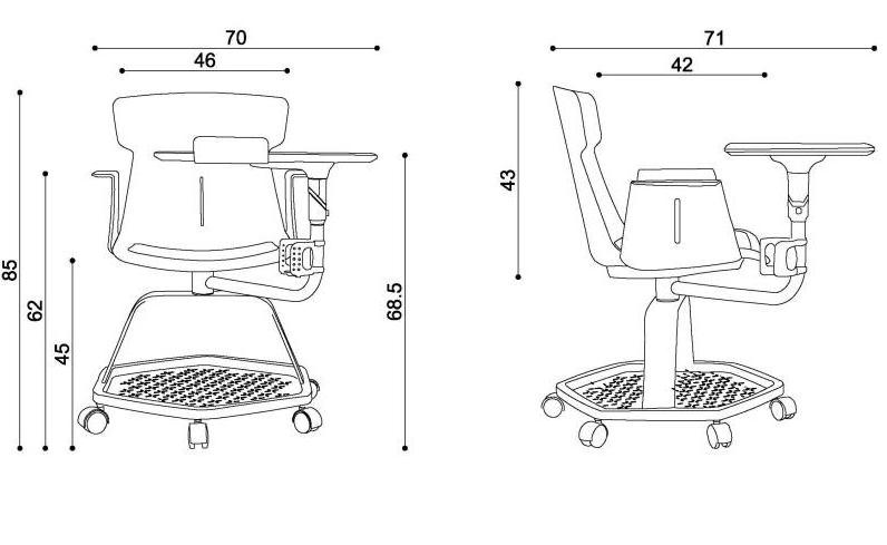 South American popular university school chairs with arm swivel node chair Student Moving Chair School Unique Armchair