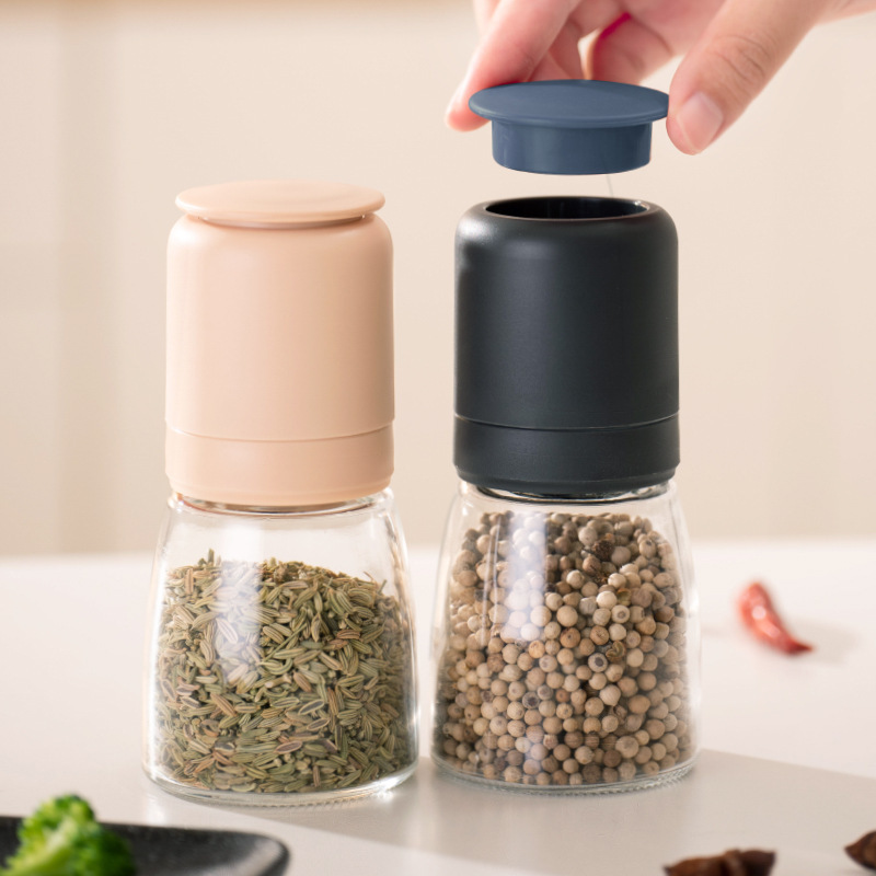 Wholesale manual salt and pepper shaker grinder seasoning spice glass bottle adjustable mill machine