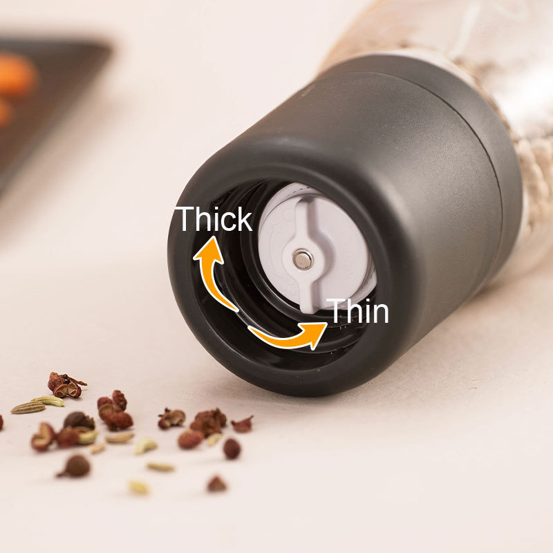 Wholesale manual salt and pepper shaker grinder seasoning spice glass bottle adjustable mill machine