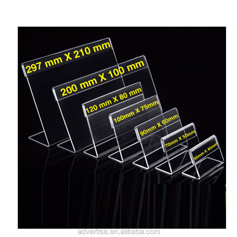 Acrylic L-type A4a5a6 acrylic Price label holder Mini Clear Acrylic Sign Display Holder Price Name Card Tag Label Stands