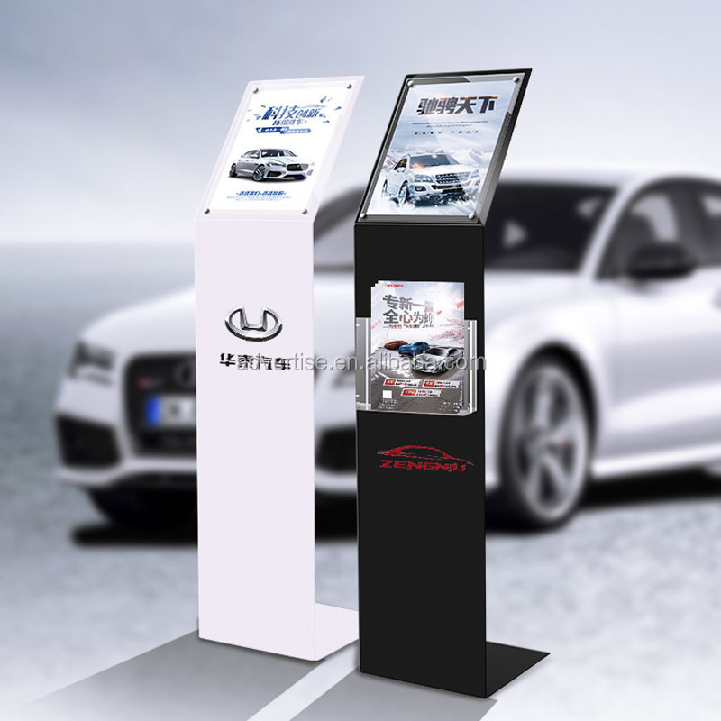 automobile car showroom information sign holder Auto 4S shops Vehicle Floor standing showroom brochure Display Rack Stand